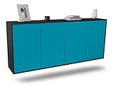 Dekati Sideboard Lakewood hängend (180x77x35cm) Korpus anthrazit matt - Front Türkis - Push to Open