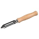 Fackelmann Gemüseschäler 15 cm – Klinge mit Zahnschliff aus Edelstahl – FAIR – manueller Schäler aus Holz für die Küche, FSC-zertifiziert (31371)