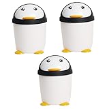 Cabilock 3 Stück Pinguin-Mülleimer Katzentoilette Mit Deckel Schreibtisch-Mülleimer Kleiner Mülleimer Mit Deckel Kleiner Mülleimer Mit Deckel Tisch-Mülleimer Kompost-Caddy