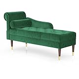Vesgantti Chaiselongue Samt Recamiere Premium Schlafsofa Relaxliege Sessel Minimalismus Armlehnensofa mit Zylindrisches Lendenkissen (Grün)