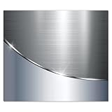 DecoCat Herdabdeckplatte Ceranfeld 60x52 cm Einteilig Metalloptik Polierter Stahl Grau Schneideplatte Glas Kochfeldabdeckung Herdabdeckung Induktionsschutz