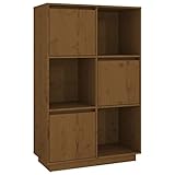 WIFESE Highboard Honigbraun 74x35x117 cm Massivholz Kiefer Kommode KüChenschrank Badezimmerschrank Komodenschrank Kommode Flur Sideboard Schlafzimmer Schrank Klein