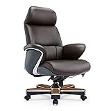 Bürostühle Chefstuhl hochwertiger Leder Luxus Haushalt Massivholz Executive Chair Business Stylish Bequeme sesshafte Swivelstuhl (Color : A, Size : 89 * 89 * 125.5cm)