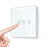 LIAONFOY WIFI Touch Rolladenschalter Wlan Jalousieschalter Sensor Touchscreen Weiß Arbeiten Sie mit Alexa Tuya Google home Neutrale Linie erforderlich
