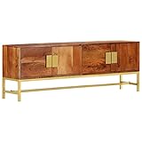 Retro-Stil TV Lowboard Industrie Style TV Board TV Schrank TV Regal TV Tisch mit 4 Tür, rustikal Fernsehtisch Fernsehschrank für Wohnzimmer & Schlafzimmer, 140x30x50 cm Massivholz Akazie