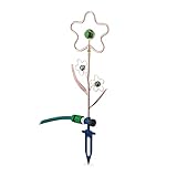 Relaxdays Rasensprenger Blume, 3/4 Zoll, mit Erdspieß, Sprinkler & Gartendeko, Wasserspiel Garten, Metall, Kupfer/grün