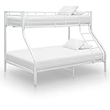 Festnight Etagenbett Metall 140x200 cm 90x200 3 Kinder Hochbett mit Treppe Stockbett Doppelstockbett Einzelbett Kinderbett 3 Personen Jugendbett Metallbett Bett