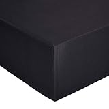 Amazon Basics - Spannbetttuch, Jersey, Schwarz - 180 x 200 cm