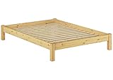 Erst-Holz® Doppelbett Massivholzbett Kiefer Natur 140x200 Futonbett Jugendbett Einzelbett Rollrost 60.35-14