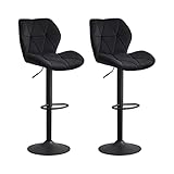 CLIPOP Samt Barhocker 2er-Set Höhenverstellbarer Frühstück Barhocker mit Drehgelenk, Gasdruckfeder und Stahlfußstütze, hohe Rückenlehne, Esszimmerhocker für Küche, Insel, Theke, Kneipe