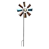 Sharplace Windfänger, Windskulptur, Metall-Windmühle mit Metall-Gartenstecker, Rasen-Windräder, dekorative Windmühle für Rasen, Terrasse, Hof, Terrasse, Retro