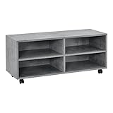 [en.casa] Lowboard auf Rollen 'Gränne' 90x35x41cm mobiles Regal TV-Schrank 4 Ablagen Fernsehregal Fernsehtisch Beton-Optik