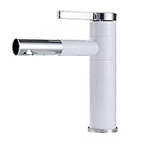 Wasserhahn Elegante Weiße Bad Wasserhahn 360 ° Drehbare Waschbecken Wasserhahn Mischer Europäischen Aufsatzbecken Waschbecken Wasserhahn Einhebelmischer Bad Wasserhahn (Größe: H: 20 cm)