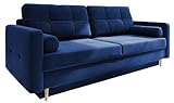 Fabryka Mebli Idźczak Schlafsofa Sofa Pastella Couch Ausklappbares Schlaffunktion Bettkasten - Kissen Bettzeugbehälter Hilfsautomat Wohnzimmer, Gästezimmer Modern Design (Kronos 09 Blau), pastelle