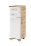 Schildmeyer Nitro Highboard 144227, Holzwerkstoff, Eiche Landhaus Dekor/weiß matt, 30,3x32,6x88,6 cm