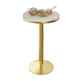 Runder Marmor-Hochtisch mit goldenen Beinen, moderner Bistro-Cocktailtisch mit massivem Metallrahmen, geeignet für Café/Dessertladen/Empfangsraum, Höhe 75 cm, 95 cm, 105 cm