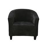 FZ FUTURE Samt Sesselbezug Stretch Weich Universal-Sesselschoner Sesselhusse für Cocktailsessel Waschmaschinenfest rutschfest Sofa Möbelschutz für Clubsessel Loungesessel,Dark Gray