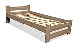 Best For You Futonbett Doppelbett Hochbett aus 100% Naturholz Massivholz mit Kopfteil und Lattenrost, erhältlich in verschiedenen Größen