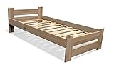 Best For You Futonbett Doppelbett Hochbett aus 100% Naturholz Massivholz mit Kopfteil und Lattenrost, erhältlich in verschiedenen Größen