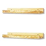 Wandregal 2er Set aus Holz Braun für Bilder Fotorahmen und Bücher - Hängeregal Schweberegal für Wand Deko Wohnzimmer Modern 43x10cm