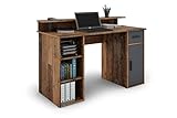 byLIVING Schreibtisch Diego/Arbeits-Tisch mit viel Stauraum in Old Wood-Optik/Fronten in anthrazit/Computer-Tisch / 1 Schublade, 1 Tür, 3 offene Fächer / 120x88x55cm (BxHxT)