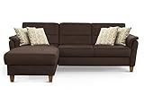 CAVADORE Ecksofa Palera / L-Form-Sofa im Landhausstil mit Federkern / 244 x 89 x 163 / Mikrofaser-Bezug, Braun