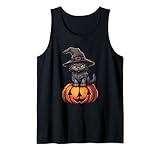 Kürbis Katze Halloween Schwarz Katze Herren Kostüm Mädchen Katze Hexe Tank Top