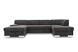 DOMO collection Star Wohnlandschaft, U-Form, Polstergarnitur, Sofa, Couch 150 x 304 x 150 cm in Webstoff schwarz
