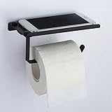 Toilettenpapierhalter Mit Ablage, Rostfreier Mehrzweck-Toilettenhalter Für Das Badezimmer zu Hause Im Hotelrestaurant(Schwarz)