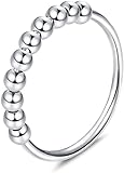 Milacolato 925 Sterling Silber Angst Spinning Ringe mit Perlen Band Ring Zappelringe für Anxiety Dünne Stapelbare Ringe für Damen