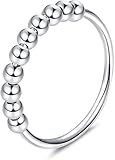 Milacolato 925 Sterling Silber Angst Spinning Ringe mit Perlen Band Ring Zappelringe für Anxiety Dünne Stapelbare Ringe für Damen