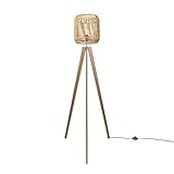 Paco Home Stehlampe Modern Wohnzimmer Schlafzimmer Rattan Optik Boho Korb Stehleuchte E27, Lampenfuß: Stehleuchte Holz, Lampenschirm: Natur (Ø28 cm)