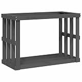 Gecheer Outdoor-Kaminholzregal Holzablage Kaminholzhalter Pflanzgefäß Brennholzregal Brennholzhalter Kaminholzregal Brenholzregal Brennholzständer Brennholzlager 108 x 52 x 74 cm (L x B x H) Grau