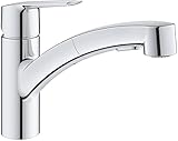 GROHE QUICKFIX Start - Einhand-Spültischbatterie (für die Einlochmontage, einfaches Umschalten zwischen Mossuer und Brausestrahl, flexible Anschlusschläuche), chrom, 30531001