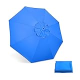 YKDPWD 2.7m/3m Sonnenschirm Ersatzbezug Überdachung Ersatzabdeckung Für 6 Rippen/8 RippenTerrassenschirm Gartenschirm Sonnenschutz Ersatz-Baldachin Wasserdicht (Color : Blau, Size : 300cm-6 Ribs)