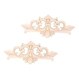 OSALADI 2 Stück Holztür-Aufkleber Retro-Wohnkultur Holzapplikationen Gepresste Blumenrahmen Unbemalte Applikationen Dekoration Holz-Onlays Für Schrank Holzeckapplikationen