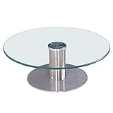 SUNESA Lazy Susan Plattenteller-Esstisch mit zweilagiger großer runder Glasplatte - 8 mm / 0,3″ dick - gehärtetes Glas - mit Aluminiumlegierungsbasis/rutschfesten Füßen - 20/23/27/