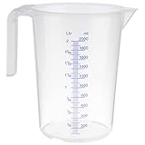 APS Messbecher 2 Liter, Ø 15 x H: 20,5 cm, Kunststoffbecher mit geprägter Maßskalierung außen, offener Griff, l-/ml-Einteilung, spülmaschinengeeignet