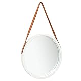 TEKEET Home Furniture Wandspiegel mit Band 50 cm Größe weiß