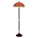 DAONPHARI Stil Rote Libelle Stehlampe 50,8 cm breit, handgefertigt, Buntglas, Jade, Eisen, stehend, Leselampen, antiker Sockel, für Freundin, Wohnzimmer, Schlafzimmer