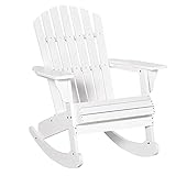 Outsunny Adirondack Gartenstuhl Schaukelstuhl Schaukelsessel Gartensessel Gartenmöbel Balkonstuhl Weiß 77 x 94 x 97 cm