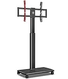 FITUEYES TV Bodenständer Rollbar mit Holzablage TV Standfuß TV Ständer Fernsehstand mit Rollen höhenverstellbar schwenkbar für 32 bis 70 Zoll Flachbildschirm bis zu 40kg. Max. VESA. 400 * 600