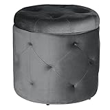 LEFEDA Fußhocker, Abnehmbarer Deckel, 39,5 x 39,5 x 40 cm, Fußhocker, runder Hocker, Sitz, Samt-Pouf, Aufbewahrungsbox mit Stauraum, Sitztruhe, Fußhocker, Fußstütze (Farbe: 1) (Dunkelgrau)
