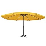 Sonnenschirm Meran Pro, Gastronomie Marktschirm mit Volant Ø 5m Polyester/Alu 28kg - gelb ohne Ständer