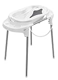 Rotho Babydesign TOP Badestation, Mit Baby Badewanne, Wannenständer, Wanneneinsatz und Ablaufschlauch, 0-12 Monate, Weiß, 21042 0001 01