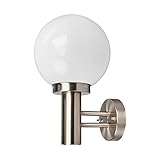 Lindby Edelstahl Wandlampe aussen, Wandleuchte aussen, Außenleuchte IP44, Außenlampe Glaskugel, 1x E27 max. 60W, ohne Leuchtmittel, Außenwandleuchten