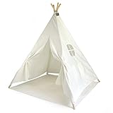 Hej Lønne Tipi Zelt für Kinder mit Bodenmatte 120 x 120 x 150 cm - Kinderzelt für Drinnen - Spielzelt Kinder Tipi mit Bodendecke und Fenster - inkl. Beutel und Anleitung