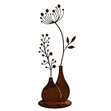 Terma Stahldesign Rost Figur Blume mit Vase 50cm Handmade Germany Gartendeko für draußen und drinnen Gartendeko Frühling Rost Metall, rost außen