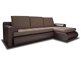 Ecksofa Santi II mit schmutzabweisender Stoff - Couchgarnitur mit Schlaffunktion und Bettkasten, Couch, Polsterecke, Schlafsofa, Sofagarnitur (Braun + Beige (Madryt 128 + Trinity 05), Ecksofa Rechts)