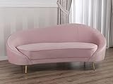 Simone Guarracino Luxury Design Sofa Chloe Récamiere Chaiselongue 2 Sitzer in Rosa Samt und goldenem Metall Art-Déco-Stil